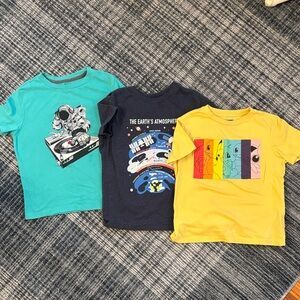 Bundle of 3 Kids Small Graphic Tees - Turquoise, Navy & Yellow